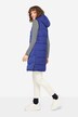 Omkeerbare bodywarmer, lang model, doorgestikt, capuchon, tweerichtingsrits