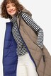 Omkeerbare bodywarmer, lang model, doorgestikt, capuchon, tweerichtingsrits