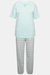 Pyjamas med hjerter, V-udskæring og halvlange ærmer
