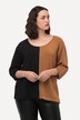 Sweat-shirt à col rond et manches 3/4, à-plats de couleurs