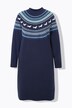 Robe en maille, motif norvégien avec chiens. Coupe oversize, col rond et manches longues.