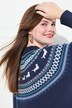 Robe en maille, motif norvégien avec chiens. Coupe oversize, col rond et manches longues.