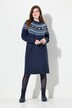 Robe en maille, motif norvégien avec chiens. Coupe oversize, col rond et manches longues.