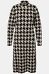 Strikkekjole, houndstooth, ståkrage, lange ermer, midikjole