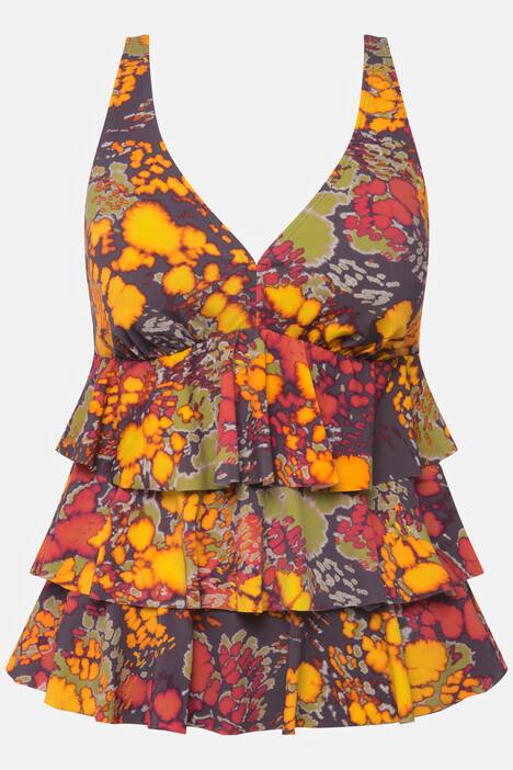 Tankini, Rüschen, V-Ausschnitt, Softcups, recycelt