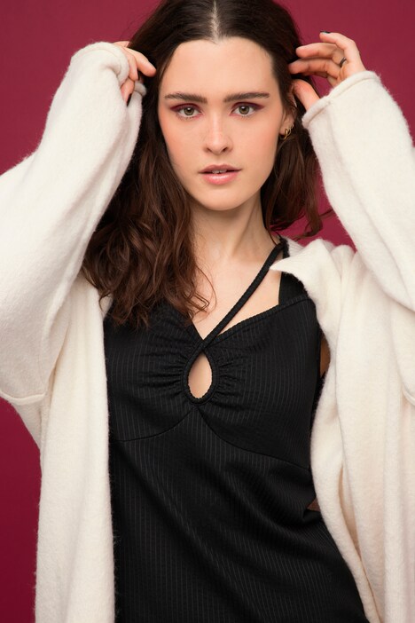 Oversize cardigan med statement på ryggen og rund hals