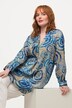 Blusa con raso, collo alto, scollo a V e maniche a 3/4