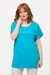 T-shirt, glittersten, striber, rund hals, halværmer