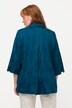 Jacquard-jakke, blomstret, A-linje, skjortekrave, 3/4-ærmer