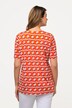 slinkyshirt, retrodessin, V-hals, korte mouwen