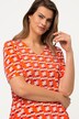 slinkyshirt, retrodessin, V-hals, korte mouwen