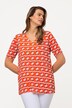 slinkyshirt, retrodessin, V-hals, korte mouwen