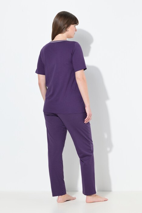 Pyjama, tweedelig, stippen, korte mouw