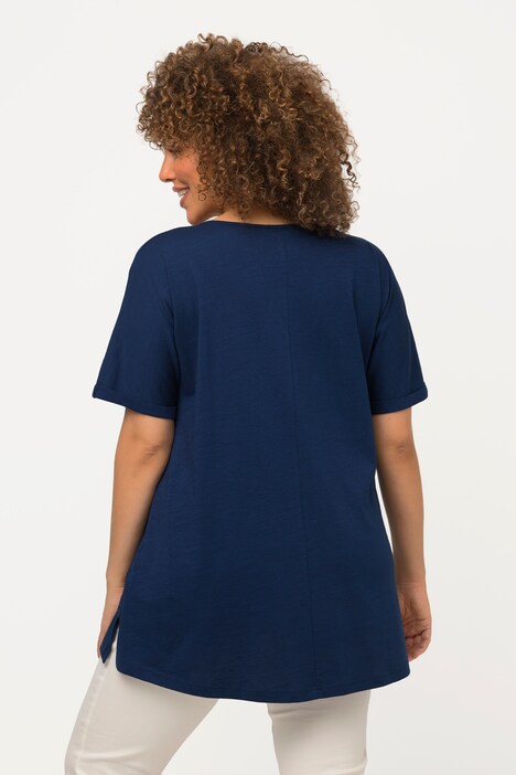 T-shirt oversized à col V et manches courtes, imprimé métallisé