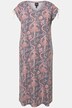 Robe en jersey, ruban froncé, ligne A, col V, manches courtes