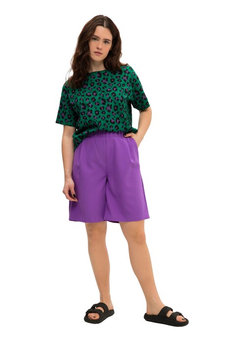Wide Leg Elastic Waistband Bermuda Shorts