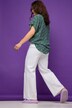 Jeans, wide legs, destroyed, hoge taille, 5-pocket, elastische tailleband