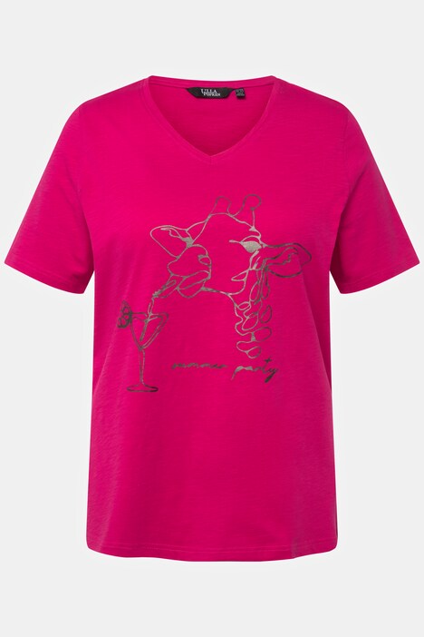 Minimalist Animal Short Sleeve V-Neck Graphic Tee