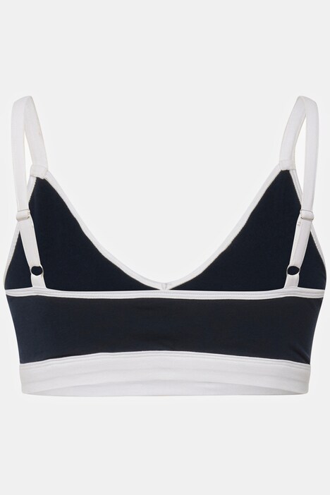 Brassière en coton bio, liserés contrastants, décolleté en V