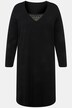 Chemise de nuit à col en V et manches longues, empiècement en velours/mesh
