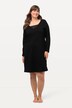 Chemise de nuit à col en V et manches longues, empiècement en velours/mesh
