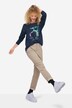 Pantalon carotte coupe large en velours côtelé, 5 poches