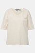 Loungewear-skjorte, rullekant, oversized, rund hals, halve ermer