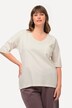 Loungewear-skjorte, rullekant, oversized, rund hals, halve ermer