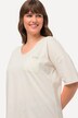 Loungewear-skjorte, rullekant, oversized, rund hals, halve ermer