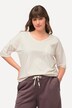 Loungewear-skjorte, rullekant, oversized, rund hals, halve ermer