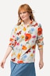 Blouse, bloemen, vlinders, goblet kraag, lange mouwen