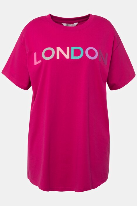 Camiseta larga, oversize, LONDON, cuello redondo, media manga