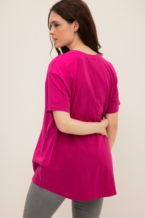 Camiseta larga, oversize, LONDON, cuello redondo, media manga