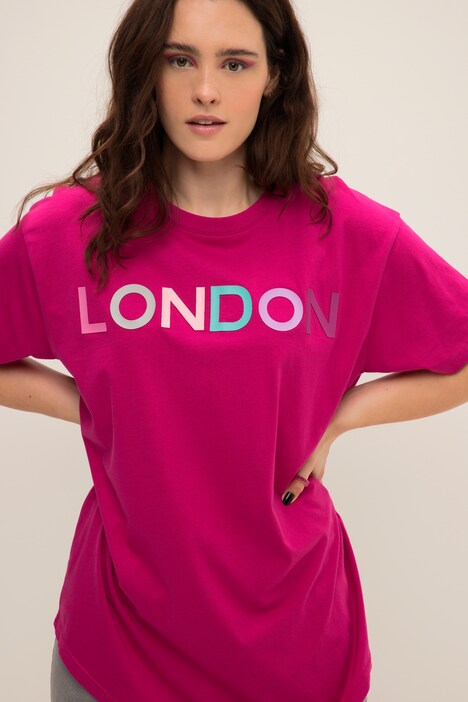 Camiseta larga, oversize, LONDON, cuello redondo, media manga