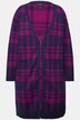 Cardigan oversize ouvert avec motif à carreaux