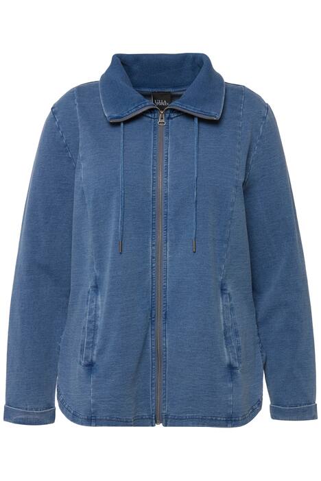 Mikina, dvojitý límeček, indigové zbarvení