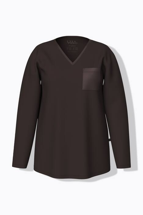 Pyjama, satijnen borstzak, V-hals, lange mouw