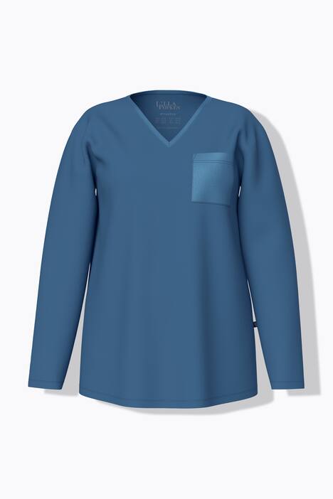Pyjama, satijnen borstzak, V-hals, lange mouw