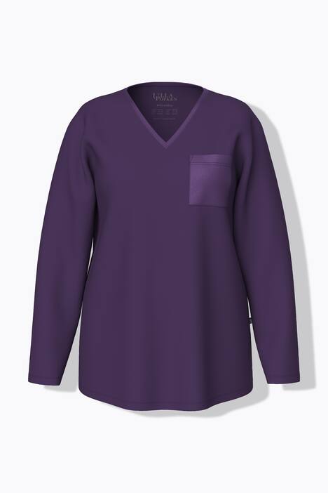 Pyjama, satijnen borstzak, V-hals, lange mouw