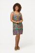 Robe en jersey sans manches à col rond. Couture horizontale et frise décorative.