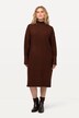Gebreide jurk, oversized, opstaande kraag, lange mouw, midi-jurk
