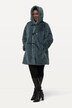 Kunstpels-duffelcoat, ser ut som pels, hette, duffelknapper