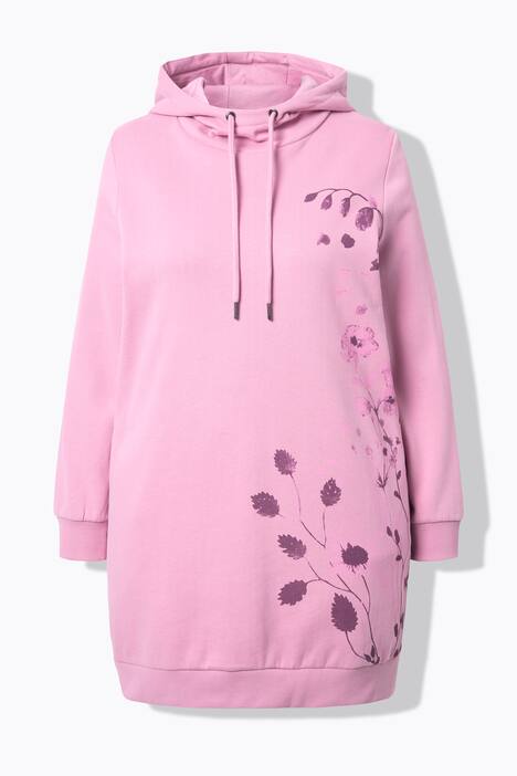 Sweat-shirt oversize à capuche et manches longues, poches et motif plantes
