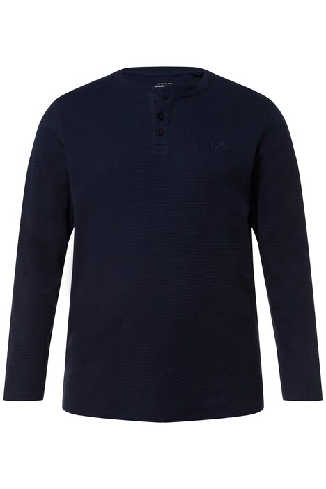 Horní díl pyžama, domácí oblečení, vaflová struktura, Henley, dlouhé rukávy, do 8XL