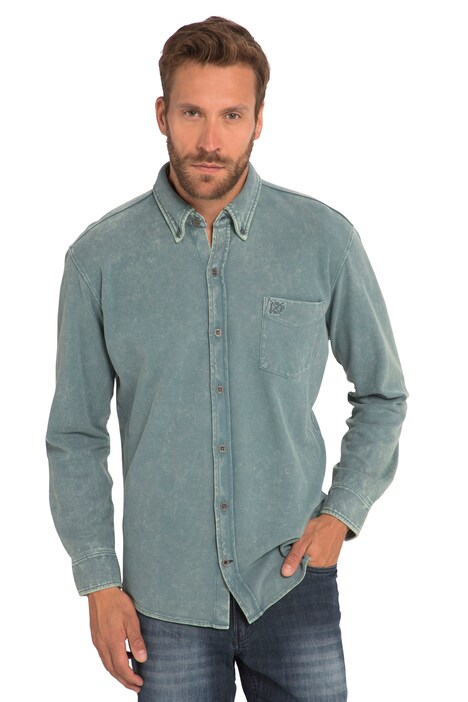 Piké košile, dlouhé rukávy, barvená, Kent límeček, Modern střih, do 8XL