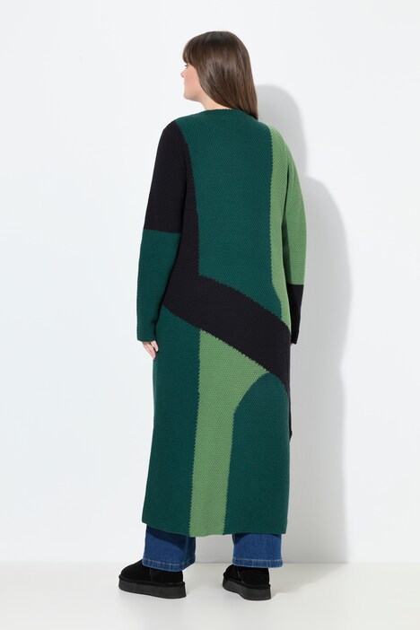 Long-Strickjacke, Struktur, V-Ausschnitt, Biobaumwolle