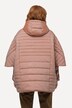 Quiltet cape, ekstra bred, hætte, 2-vejs lynlås, lange ærmer