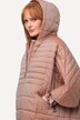 Quiltet cape, ekstra bred, hætte, 2-vejs lynlås, lange ærmer
