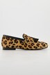 Mocassini con effetto pelliccia, design leopardato, fodera di pelle e larghezza H