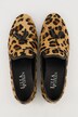 Mocassini con effetto pelliccia, design leopardato, fodera di pelle e larghezza H